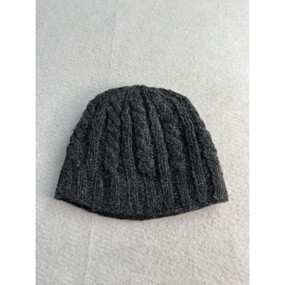 Aran Sweater Market Hat‎ Beanie Mens One Size Gray Wool Cable Knit Lined Ireland